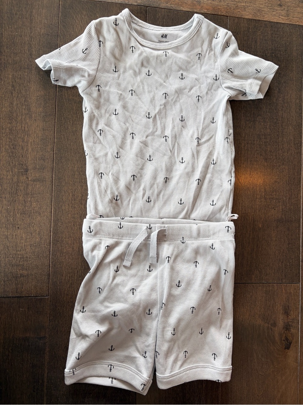 H&M White and Black Anchor Short Pajama Set